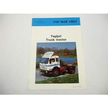 FAP Famos 1626VBDT LKW Truck Tegljac Prospekt Brochure 1987 Beograd Jugoslawien