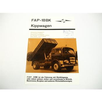 FAP Famos Beograd Jugoslawien 18BK Kipper LKW Prospekt Brochure 1960/70er Jahre