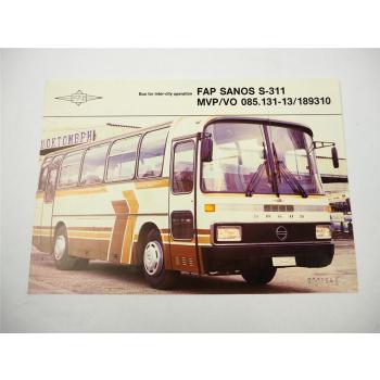 FAP Famos Sanos S311 Omnibus Prospekt Brochure ca. 1985 Beograd Jugoslawien