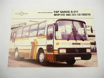 FAP Famos Sanos S311 Omnibus Prospekt Brochure ca. 1985 Beograd Jugoslawien