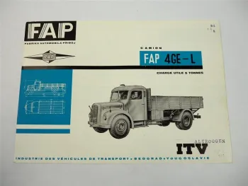 FAP ITV Beograd Jugoslawien 4GE-L Camion LKW Prospekt Brochure 1960er Jahre