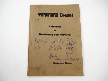 Farymann Diesel Motor liegende Bauart Viertakt Betriebsanleitung Wartung ca.1950