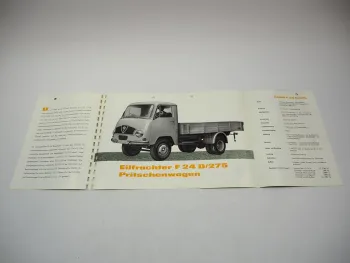 Faun F 24 D/275 Eilfrachter Pritschenwagen Prospekt Technische Daten 1950er J.