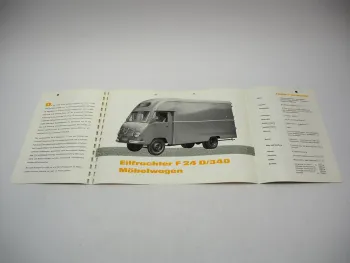 Faun F 24 D/340 Eilfrachter Möbelwagen Prospekt Technische Daten 1950er Jahre