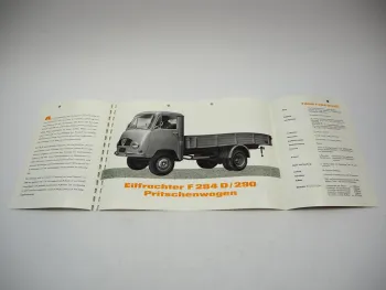 Faun F 284 D/290 Eilfrachter Pritschenwagen Prospekt Technische Daten 1950er J.