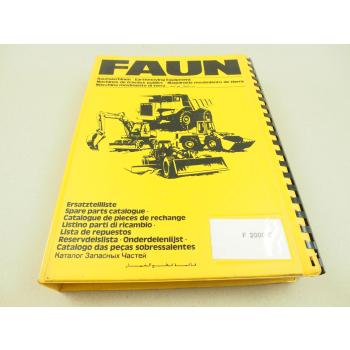 Faun F2000C Radlader Ersatzteilliste Ersatzteilkatalog Parts List Pieces rechang
