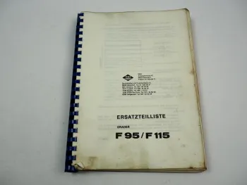 MBA O&K Frisch F95 F115 Grader Ersatzteilliste Ersatzteilkatalog