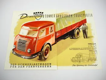Faun L8 V + L 8 Tonner Grossraum-Transporter Prospekt Technische Daten ca. 1951