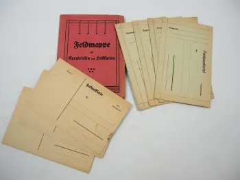 Feldpost WK1 Feldmappe mit 5x Kurzbrief und 10x Postkarten blanko 1914-18