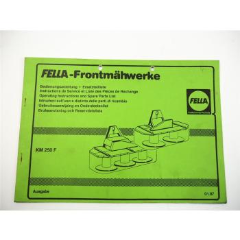 Fella KM250F Frontmähwerk Betriebsanleitung Ersatzteilliste 01/1987