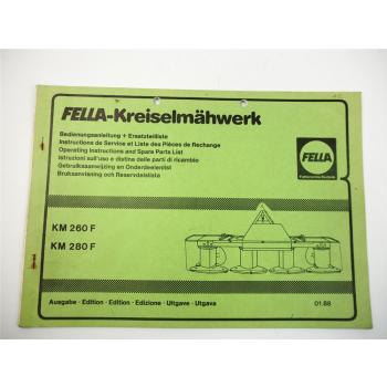 Fella KM260F KM280F Kreiselmähwerk Betriebsanleitung Ersatzteilliste 1988