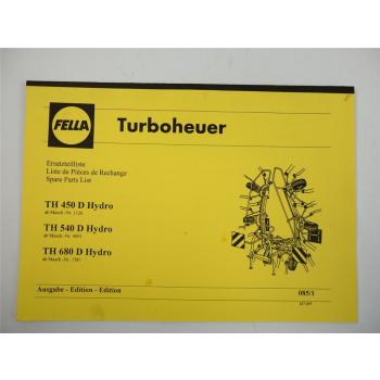 Fella TH450D TH680D Hydro Turboheuer Parts List Ersatzteilliste