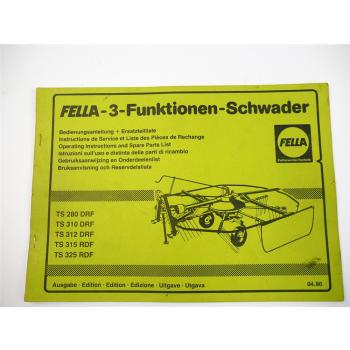 Fella TS280 310 312 315 325 RDF Turboschwader Bedienung Ersatzteilliste 1986