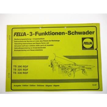 Fella TS290 320 330 RDF Turboschwader Bedienungsanleitung Ersatzteilliste 1987