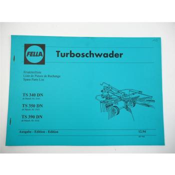 Fella TS340DN TS350DN TS390DN Turboschwader Parts List Ersatzteilliste 12/1994