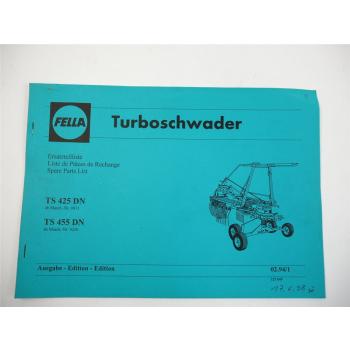 Fella TS425DN TS445DN Turboschwader Parts List Ersatzteilliste 1/1998