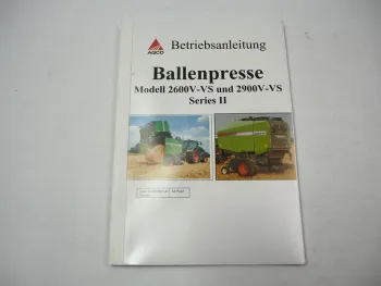 Fendt 2600 2900 V VS Series II Presse Rundballen Betriebsanleitung ca. 2009