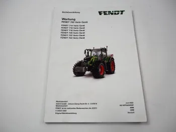 Fendt 714 716 718 720 722 724 Vario Gen6 Betriebsanleitung Wartung 2022