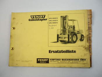 Fendt DFG 3000 3500 4000 G Gabelstapler Ersatzteilliste Ersatzteilkatalog 1978