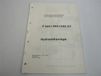 Fendt F 345 360 380 GT Hydraulikanlage Schaltplan Service Training 1985