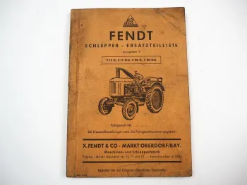 Fendt F15G F15GH F20G F20GH Schlepper Ersatzteilliste Ersatzteilkatalog 1953