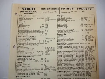 Fendt Farmer 103S Turbomatik FW138 Technische Daten Anzugswerte Datenblatt 1976