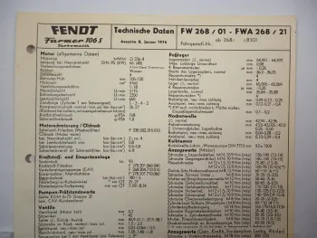 Fendt Farmer 106S Turbomatik FW268 Technische Daten Anzugswerte Datenblatt 1976