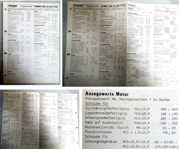 Fendt Farmer 306LS / LSA (168) Werkstatt Datenblatt 1985 Technische Daten