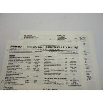 Fendt Farmer 308 LS LSA 178 Werkstatt Einstellwerte Technische Daten 1995