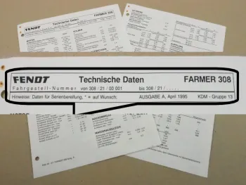 Fendt Farmer 308 Werkstatt Datenblatt 1995 Anzugswerte Technische Daten