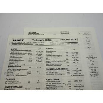 Fendt Favorit 512 C Werkstatt Datenblatt 1995 Anzugswerte Technische Daten