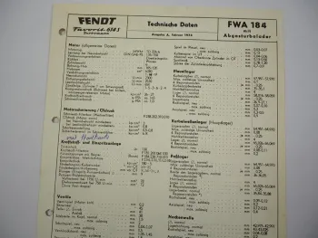 Fendt Favorit 614 LS Turbomatik 184 Technische Daten Anzugswerte Datenblatt 1973
