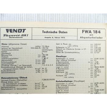 Fendt Favorit 614S Turbomatik FWA 184 mit Abgasturbolader Technische Daten 1973