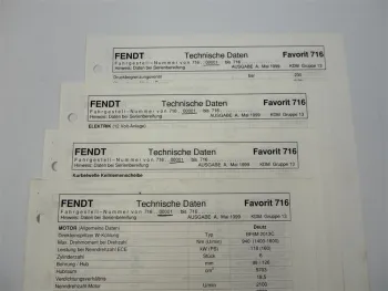 Fendt Favorit 716 Werkstatt Datenblatt 1999 Technische Daten Einstellwerte