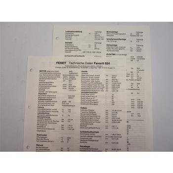 Fendt Favorit 924 Werkstatt Datenblatt 1998 Technische Daten