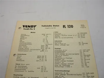 Fendt Fix 2 FL 120 Technische Daten Anzugswerte Datenblatt 1960