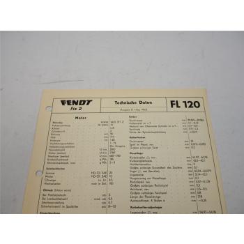 Fendt Fix 2 FL 120 Technische Daten Anzugswerte Datenblatt 1963
