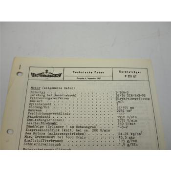 Fendt Geräteträger F 231 GT Technische Daten Anzugswerte Datenblatt 1967