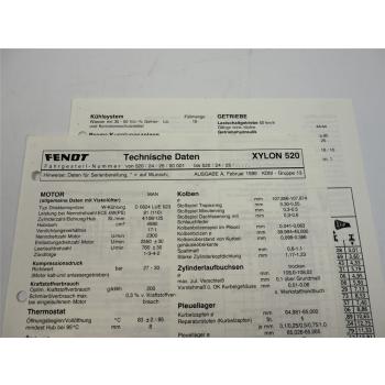 Fendt Xylon 520 Werkstatt Datenblatt 1996 Anzugswerte Technische Daten