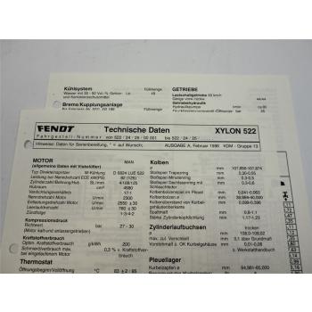 Fendt Xylon 522 Werkstatt Datenblatt 1996 Anzugswerte Technische Daten