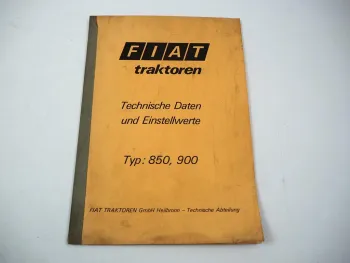 Fiat 850 900 Traktor Einstellwerte Technische Daten 1970