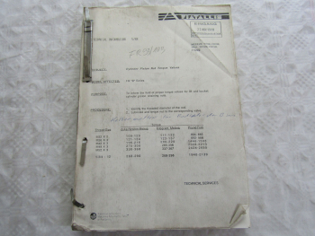 Fiat Allis FR9B Radlader Hauptmerkmale Daten Schulungshandbuch ca 1988