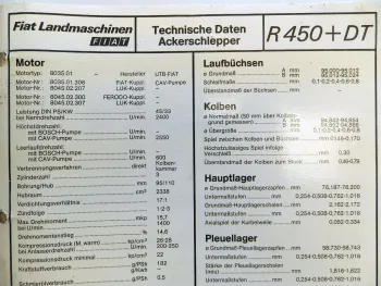 Fiat R 450 + DT Ackerschlepper Landmaschinen Technische Daten 1980