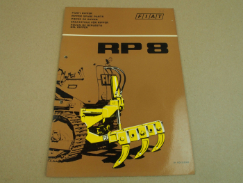 Fiat RP8 Heckaufreißer Parti Ripper Ripper Spare Parts Ersatzteillliste 1971