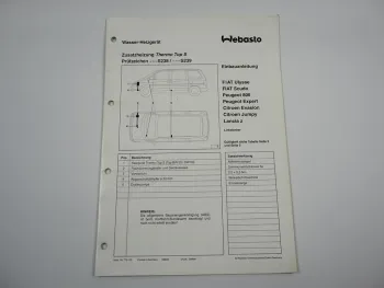 Fiat Scudo Peugeot Citroen Lancia Einbauanleitung Webasto Top S BW/DW50 Heizung