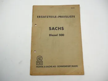 Fichtel Sachs Diesel 500 Motor Ersatzteilliste Preisliste1956