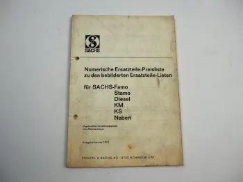 Fichtel Sachs Famo Stamo Diesel KM KS Naben Ersatzteile Preisliste 1973