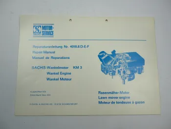 Fichtel Sachs KM 3 Wankelmotor Rasenmäher Werkstatthandbuch Reparatur 1974