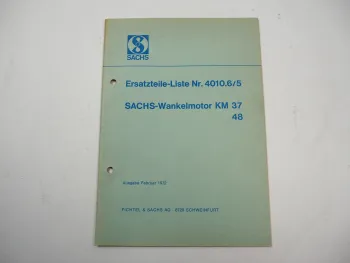 Fichtel Sachs KM 37 48 Wankelmotor Ersatzteilliste Ersatzteilkatalog 1972