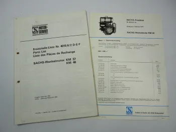Fichtel Sachs KM 37 48 Wankelmotor Ersatzteilliste Spare Parts List 1980